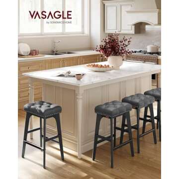 Stylish VASAGLE Bar Stools Set of 2 for Kitchen