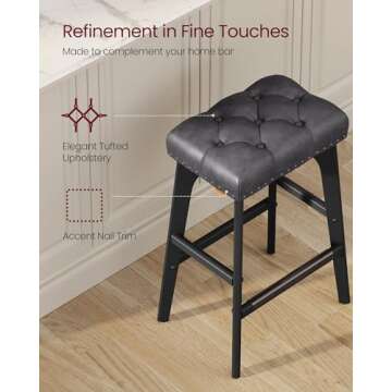 Stylish VASAGLE Bar Stools Set of 2 for Kitchen