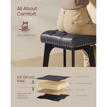 Stylish VASAGLE Bar Stools Set of 2 for Kitchen