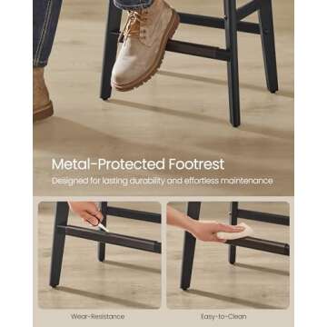 Stylish VASAGLE Bar Stools Set of 2 for Kitchen