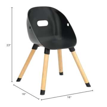 Lalo The Play Chair, Wooden and Non-Toxic Plastic Kids and Toddler Chair - Sturdy Bucket Seat and Easy to Clean Kids Chair with up to 200 lb. Weight Capacity, Set of 2 - Licorice