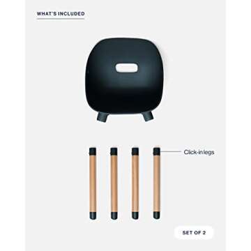 Lalo The Play Chair, Wooden and Non-Toxic Plastic Kids and Toddler Chair - Sturdy Bucket Seat and Easy to Clean Kids Chair with up to 200 lb. Weight Capacity, Set of 2 - Licorice