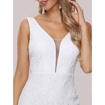 Elegant Ever-Pretty V-Neck Sheer Bust Wedding Dress