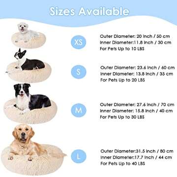 SlowTon Calming Dog Bed for Small Medium Large Dogs Cats, Donut Cuddler Cozy Warm Anti-Anxiety Puppy...