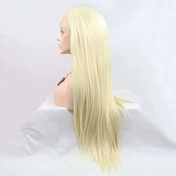 Kalisa 613 Blonde Wig for Women Long Straight Blonde Free Part Wig Natural Hairline Glueless Wig Heat Resistant Fiber Synthetic Lace Frontal Wigs