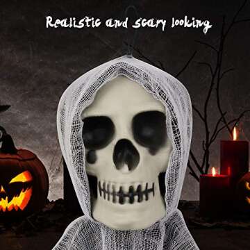 2PCS Halloween Hanging Skeleton Ghost Scary Skull Skeleton Halloween Hanging Decorations for Front Yard Windows Halloween Party Haunted House (100 * 60cm)