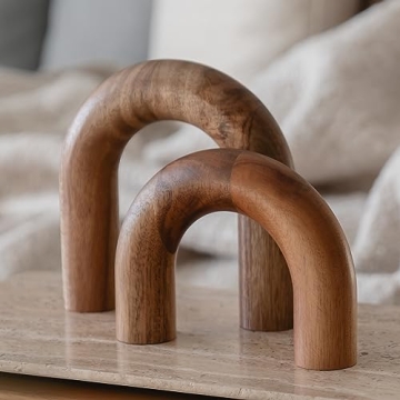 PEAKOLY Wood Arch Bookshelf Decor - Shelf Decor Accents, Coffee Table Decor Items, Modern Home Decor...