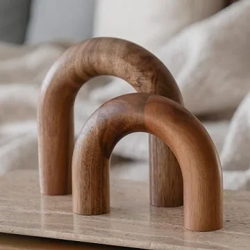 PEAKOLY Wood Arch Bookshelf Decor - Shelf Decor Accents, Coffee Table Decor Items, Modern Home Decor...