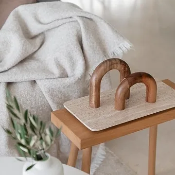 PEAKOLY Wood Arch Bookshelf Decor - Shelf Decor Accents, Coffee Table Decor Items, Modern Home Decor, Entryway Decor, Decorative Objects, Coffee Table Decorations Living Room, Desk Decor Aesthetic