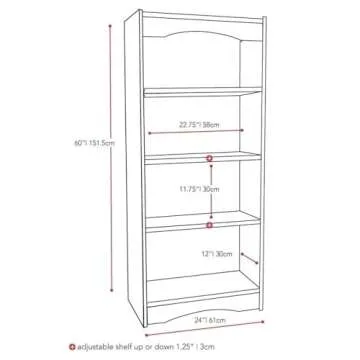 Stylish Atlin Designs 60" Wood Bookcase with 4 Shelves