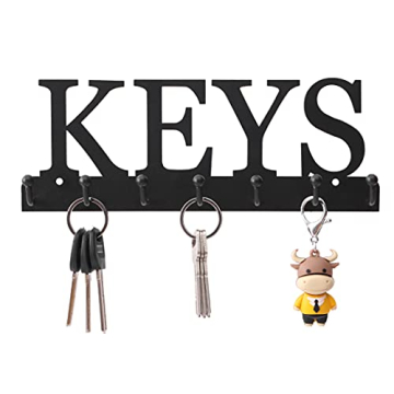 Lixgifts Key Holder Wall Mounted Key Hooks for Wall Decorative with 7 Hooks Black Metal Key Organize...
