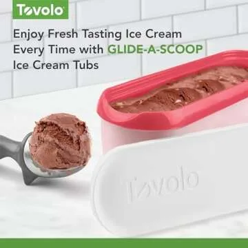 Tovolo Ice Cream Containers for Homemade Ice Cream, Glide-A-Scoop (1.5 Qt, Strawberry Sorbet) - Stac...
