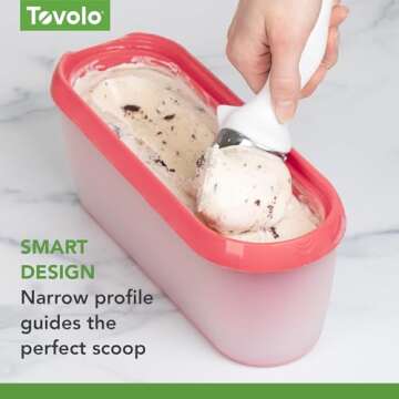 Tovolo Ice Cream Containers for Homemade Ice Cream, Glide-A-Scoop (1.5 Qt, Strawberry Sorbet) - Stackable Ice Cream Storage Containers for Freezer - BPA-Free Ice Cream Tub with Lid & Non-Slip Base