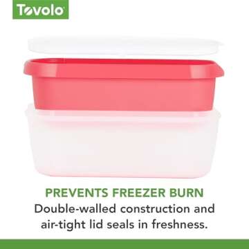 Tovolo Ice Cream Containers for Homemade Ice Cream, Glide-A-Scoop (1.5 Qt, Strawberry Sorbet) - Stackable Ice Cream Storage Containers for Freezer - BPA-Free Ice Cream Tub with Lid & Non-Slip Base