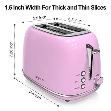 Charming Pale Pink 2 Slice Retro Toaster for Stylish Kitchens