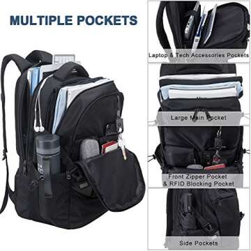 Tzowla Laptop Backpack - Anti-Theft & USB Charging for All