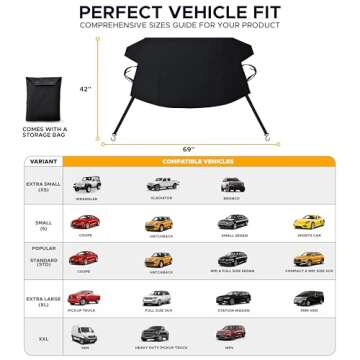 EcoNour Windshield Cover for Ice and Snow | Enhanced 600D Oxford Fabric Windshield Cover for Any Weather | Water, Heat & Sag-Proof Car Windshield Snow Cover | (69 x 42 inches) (Pack of 2)