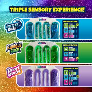 GooToobz Originals - Squishy Sensory Tubes - Filled with Colorful Water, Glitter and Beads | Non-Toxic, Squeezable Fidget | Stress and Anxiety Relief - Triple Sensory Experience! (Rumble Rush Green)
