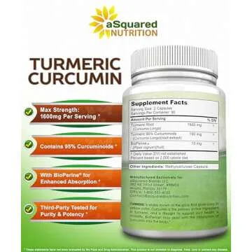 aSquared Nutrition Turmeric Curcumin 1600mg with BioPerine