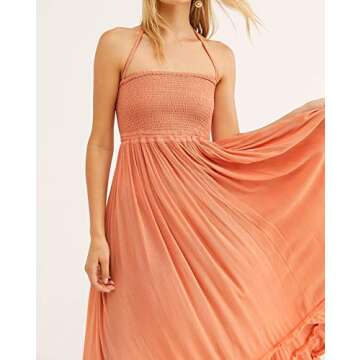 Stylish R.Vivimos Summer Boho Backless Dress for Women