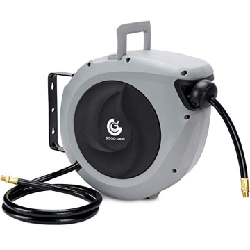 Air Hose Reel Retractable 3/8 in. x 50 ft Hybrid Polymer Hose with Heavy Duty Swivel Mount