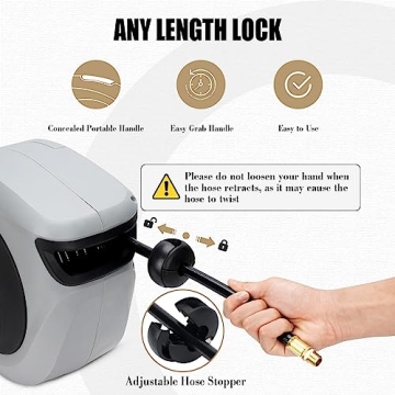 Air Hose Reel Retractable 3/8 in x 50 ft Heavy Duty Hose