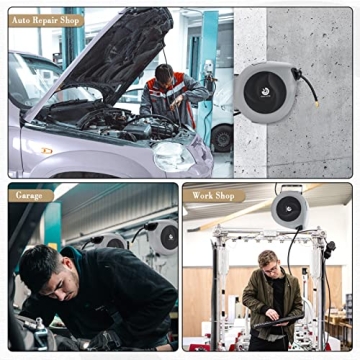 Air Hose Reel Retractable 3/8 in x 50 ft Heavy Duty Hose