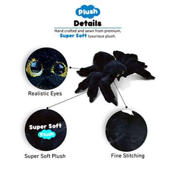 DolliBu Black Spider Plush Toy - Super Soft Spider Stuffed Animal for Boys and Girls, Cute Spider St...