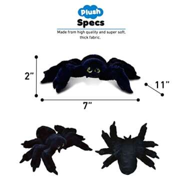 DolliBu Black Spider Plush Toy - Soft and Cuddly Gift