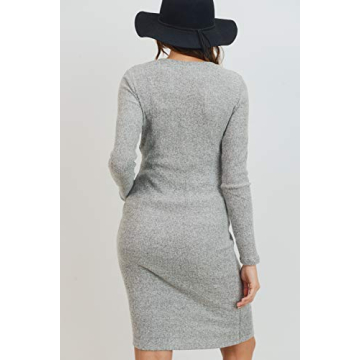 HELLO MIZ Women's Ribbed Maternity Dress in Heather Grey