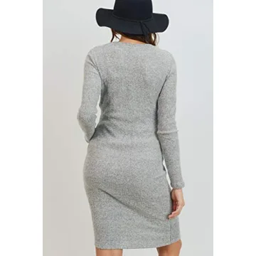 HELLO MIZ Women's Ribbed Maternity Dress in Heather Grey