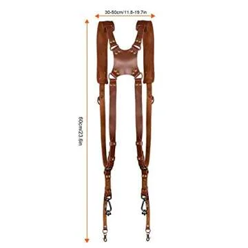Jumyee Double Camera Harness, Adjustable Camera Straps for Photographers, Dual Camera Strap Accessories for 2 Cameras (Brown)