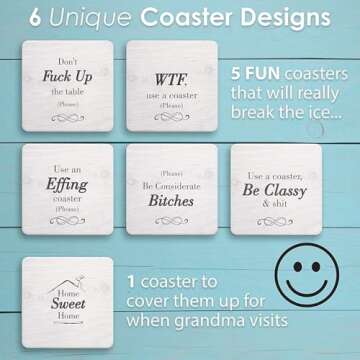Funny Coasters for Parties and Gifts - Unique Designs