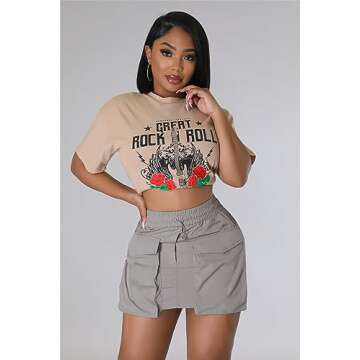 Cargo Skirts for Women - Y2K Casual High Waisted Bodycon Pencil Mini Skirts with Drawstring and Pock...