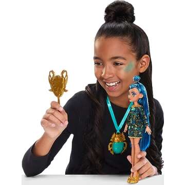 Monster High Doll & Accessories, Cleo De Nile Golden Glam Case Beauty Kit with Tattoos, Stickers & N...