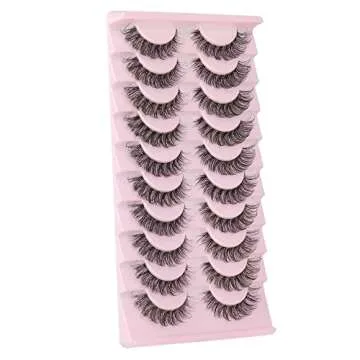 wiwoseo Eyelashes Clear Band Natural Wispy Fluffy Lashes Natural Look Russian Strip Lashes 3D Effect 16MM Cat Eye Lashes that Look Like Extensions False Lashes 10 Pairs Pack