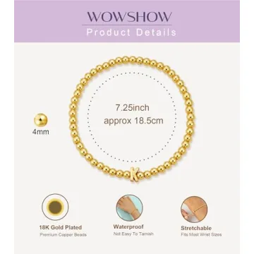 Wowshow Gold Initial Bracelet 18K Gold Plated Jewelry Gifts