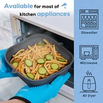Loveuing Silicone Air Fryer Liners Square - Reusable Silicone Basket - Easy to Clean Air Fryers Pot for 5.8 to 8 Qt Air Fryer Baking Tray Oven Accessories, 8.5 Inch Large