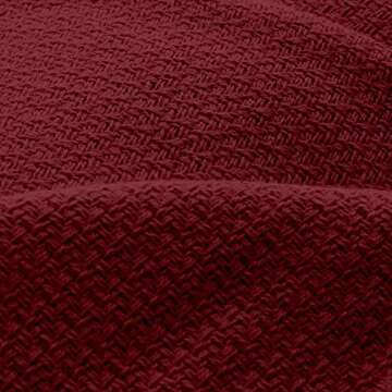 Whisper Organics 100% Cotton Blanket - Woven Cotton Blanket - Organic Cotton Blanket - Breathable Blanket for Bed - GOTS Certified Bed Blanket, 108"x90" (Burgundy, King)