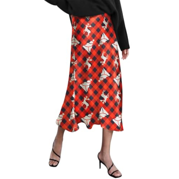 Zeagoo Christmas Skirts for Women - Elegant Silk Midi Skirt