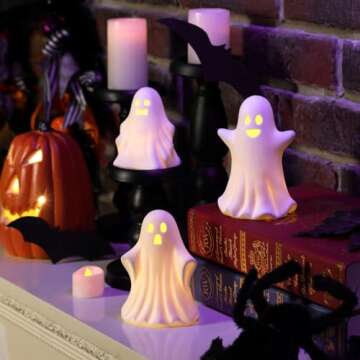 Gothic Ceramic Ghost Light Up - Whimsical Halloween Décor