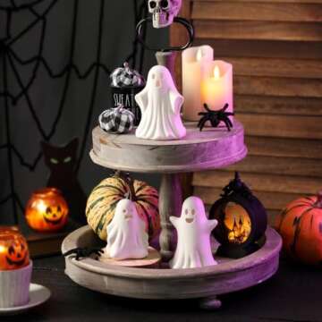 Gothic Ceramic Ghost Light Up - Whimsical Halloween Décor