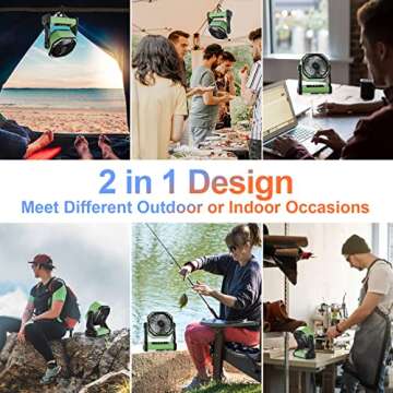 Gewanolla Camp Fan with LED Light, 20000mAh Power