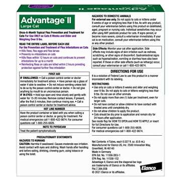 Advantage II Large Cat Vet-Recommended Flea Treatment & Prevention | Cats Over 9 lbs. | 4-Month Supp...