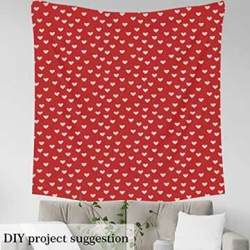 Red White Fabric by The Yard Cute Heart Pattern Upholstery Fabric for Sewing Valentine Day Gift Decorative Fabric Cartoon Geometric Love Heart Outdoor Fabric DIY Waterproof Fabric,1 Yard,Red White