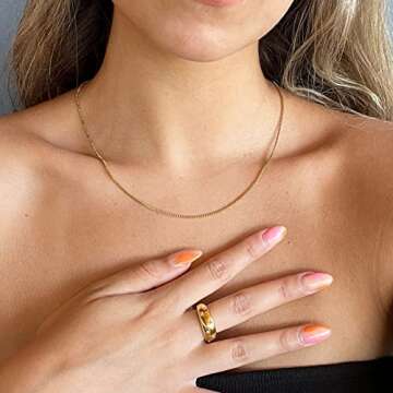 JoycuFF Gold Chain Necklace Women Dainty Gold Chain Necklace 14K Gold Plated 1 MM Box Chain Necklaces for Women Stainless Steel Necklace Gifts for Birthday Christmas Wedding Anniversary