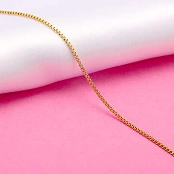JoycuFF Gold Chain Necklace Women Dainty Gold Chain Necklace 14K Gold Plated 1 MM Box Chain Necklaces for Women Stainless Steel Necklace Gifts for Birthday Christmas Wedding Anniversary