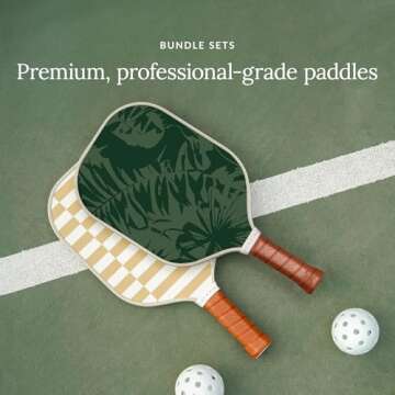 Recess Premium Pickleball Paddle Set, Zuma & Goldie (2 Paddles & 3 Balls) - Strong & Durable Fibergl...