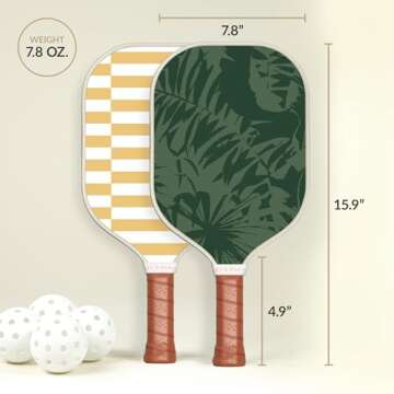 Recess Premium Pickleball Paddle Set, Zuma & Goldie (2 Paddles & 3 Balls) - Strong & Durable Fiberglass Surface, Lightweight, Honeycomb Core & Comfort Grip Handles - USAPA Approved