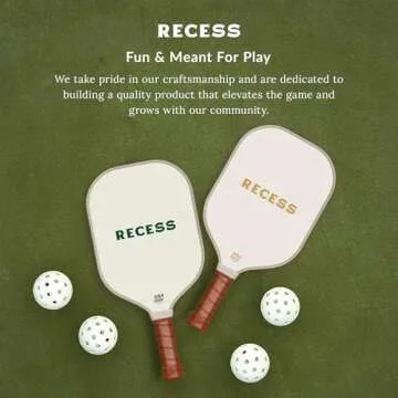 Recess Premium Pickleball Paddle Set, Zuma & Goldie (2 Paddles & 3 Balls) - Strong & Durable Fiberglass Surface, Lightweight, Honeycomb Core & Comfort Grip Handles - USAPA Approved